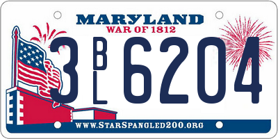 MD license plate 3BL6204