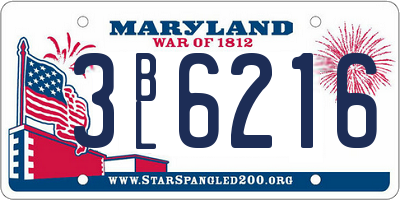 MD license plate 3BL6216