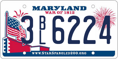 MD license plate 3BL6224