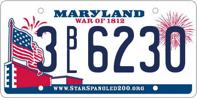 MD license plate 3BL6230