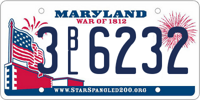 MD license plate 3BL6232