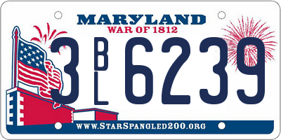 MD license plate 3BL6239