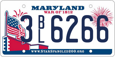 MD license plate 3BL6266