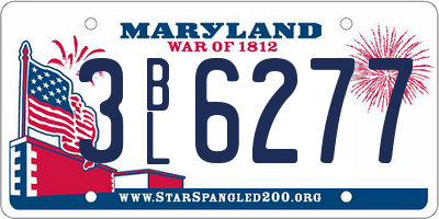 MD license plate 3BL6277