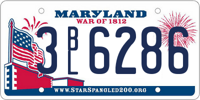 MD license plate 3BL6286