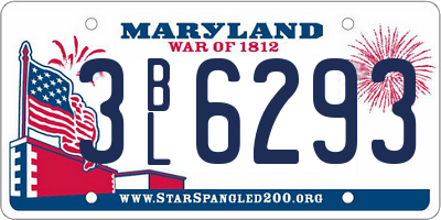 MD license plate 3BL6293