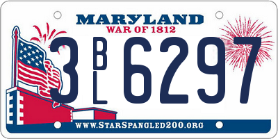 MD license plate 3BL6297