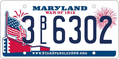MD license plate 3BL6302