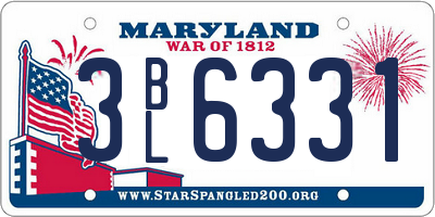 MD license plate 3BL6331