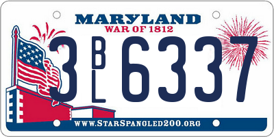 MD license plate 3BL6337