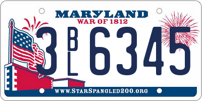 MD license plate 3BL6345