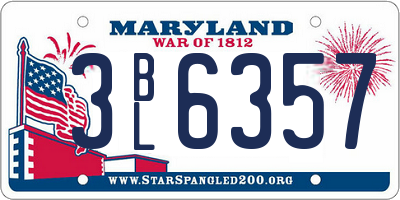 MD license plate 3BL6357