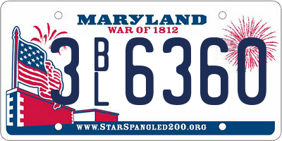 MD license plate 3BL6360