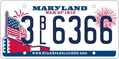 MD license plate 3BL6366