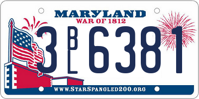 MD license plate 3BL6381