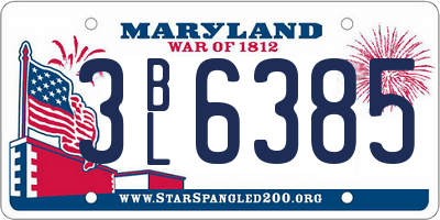 MD license plate 3BL6385