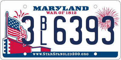 MD license plate 3BL6393