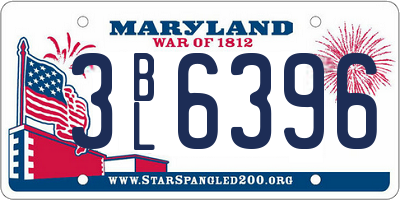 MD license plate 3BL6396