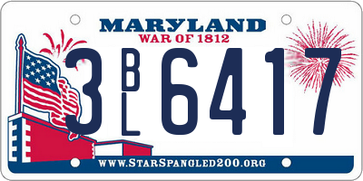 MD license plate 3BL6417