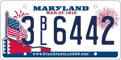 MD license plate 3BL6442