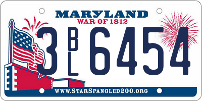 MD license plate 3BL6454