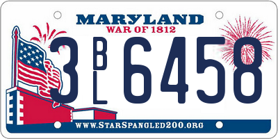 MD license plate 3BL6458
