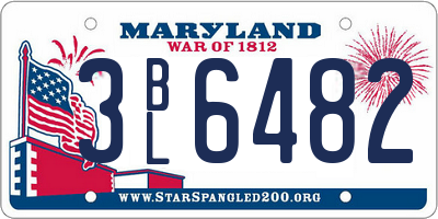 MD license plate 3BL6482