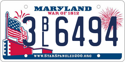 MD license plate 3BL6494
