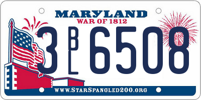 MD license plate 3BL6508