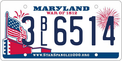 MD license plate 3BL6514