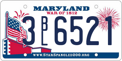 MD license plate 3BL6521