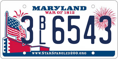 MD license plate 3BL6543