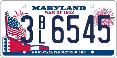 MD license plate 3BL6545