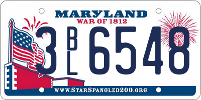 MD license plate 3BL6548
