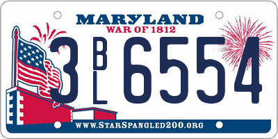 MD license plate 3BL6554
