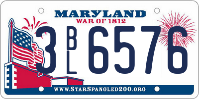 MD license plate 3BL6576