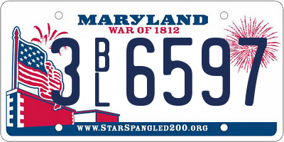 MD license plate 3BL6597