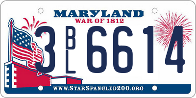 MD license plate 3BL6614
