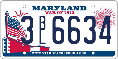 MD license plate 3BL6634