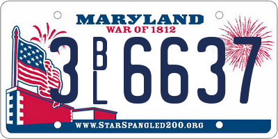 MD license plate 3BL6637