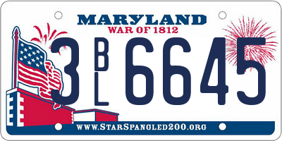 MD license plate 3BL6645