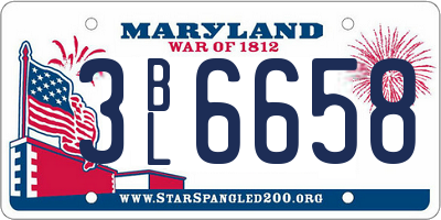 MD license plate 3BL6658