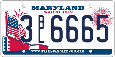 MD license plate 3BL6665