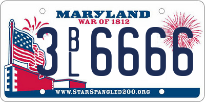 MD license plate 3BL6666