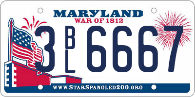 MD license plate 3BL6667