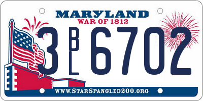 MD license plate 3BL6702