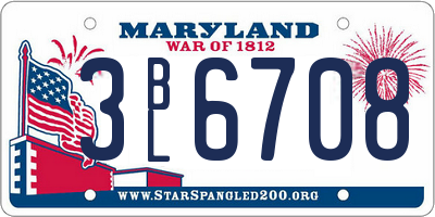 MD license plate 3BL6708