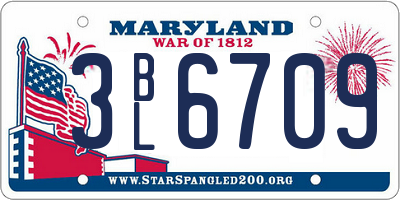 MD license plate 3BL6709