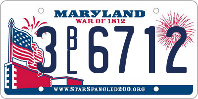 MD license plate 3BL6712