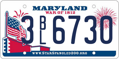 MD license plate 3BL6730